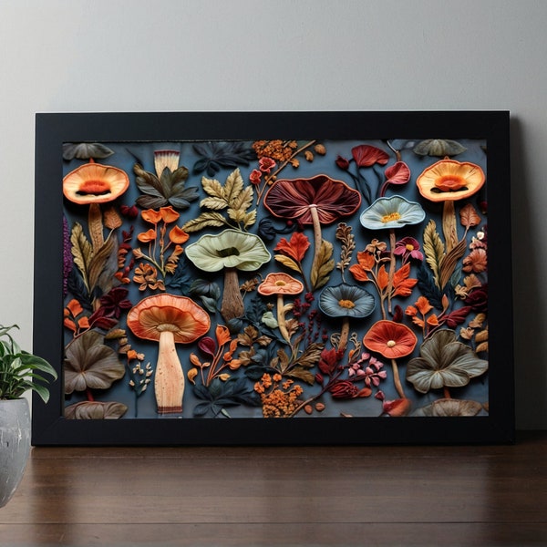 Mushrooms Flowers Jigsaw Puzzle | 100+, 250+, 500+, 1000+ Pieces | Puzzle for Adults / Kids | Gift