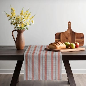 Striped cotton linen table runner, 40*150 cm, Linen Table runner, Striped Patterned Table runner, wedding table runner, custom table runner