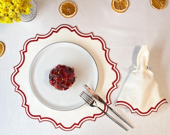 Embroidered Cotton Blend Napkins, Elegant Table Linens