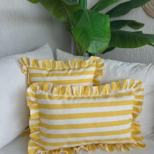 Bohemian Ruffled Striped Pillow Cover -Striped pattern different color options,custom throw pillow,Colorful Pillow,striped pillow cover