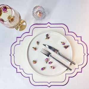 Purple Embroidered Minimalist Placemat-Perfect for Elegant Table Settings,Table Decoration,Housewarming Gift,Wedding Gift, Mother&#39;s Day Gift