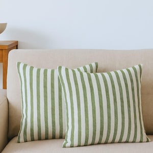 Striped Cotton Linen Pillow Cover , 17x17” Neutral Cushion Cover – Modern Farmhouse Throw Pillow – Handmade Boho Decor,custom pillow cover