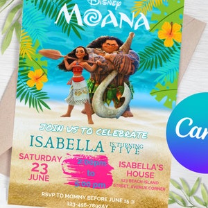 Moana Birthday Party Invitation, Baby Moana Invite, Moana Birthday Invitation, Maui Birthday Invite, Editable Invitation, Instant Download