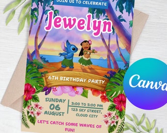 Lilo and Stitch Birthday Invitation Stitch Invitation Stitch Editable Invitation Stitch Invite Stitch Party Stitch Digital Printable Card