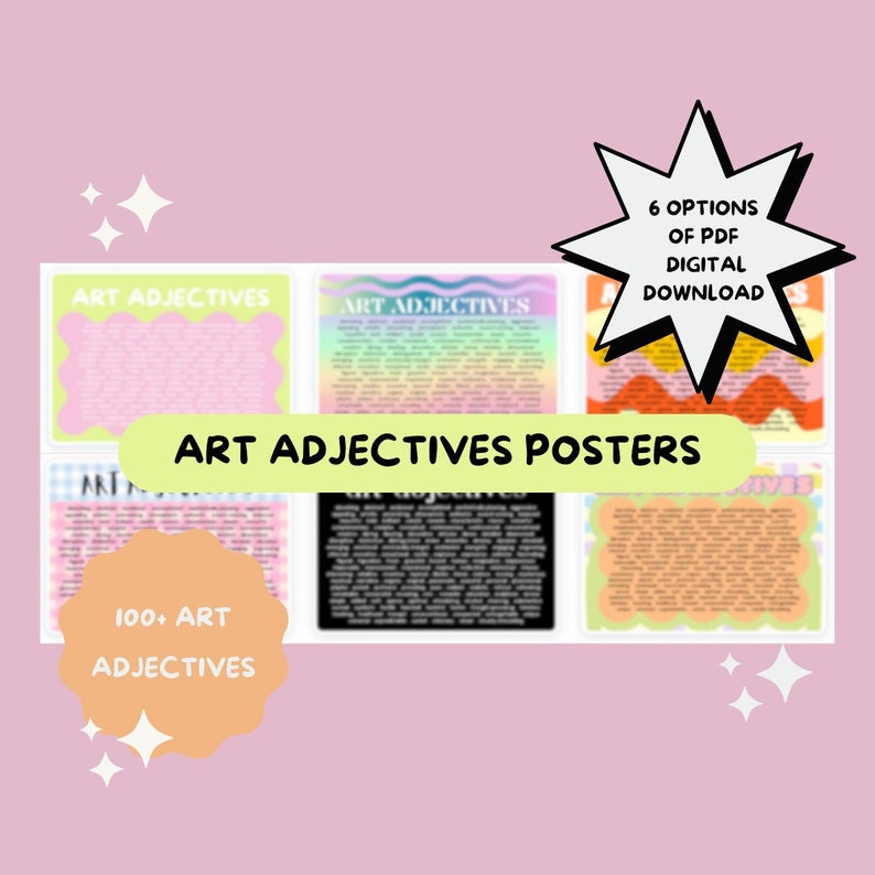 Art Adjectives Posters 6 Different Options up to A1 in PDF Art Class ...