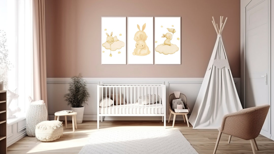 Bunny Nursery Wall Art /bunny With Mom / Bunny Nursery Decor/ Bunny ...