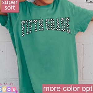Comfort Colors® Fifth Grade Kids Checkered Shirt, 5th Grade Youth Shirt, Day Of Fifth Grade, Fifth Grade Elementary School Kid 5th Grader