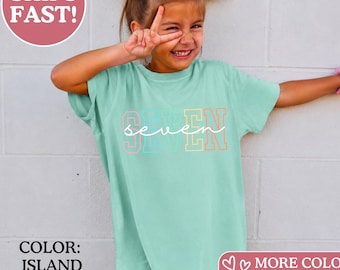 Comfort Colors® 7 Birthday Shirt, 7th Birthday Shirt, Seventh Birthday Shirt, 7th Birthday Gift, Gift For Birthday Girl, Kid Birthday Gift