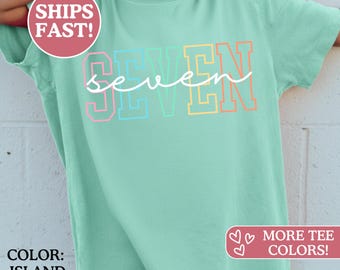 Chemise Comfort Colors® 7 anniversaire, chemise 7e anniversaire, chemise septième anniversaire, cadeau 7e anniversaire, cadeau pour fille qui fêtait son anniversaire, cadeau d'anniversaire pour enfant