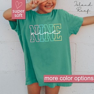 Comfort Colors® Ninth Birthday Shirt, 9th Birthday Gift, Gift For Birthday Girl, Kid Birthday Gift, Kids Birthday Gift From Mom, Bday Tees