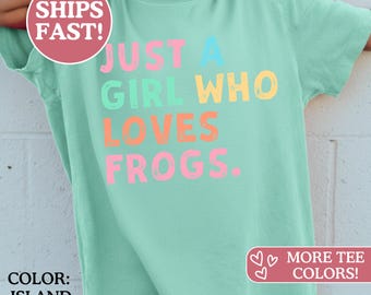 Comfort Colors® Kinder Frosch Shirt, Frosch-Liebhaber-Kindergeschenk, nur ein Mädchen, das Frösche liebt Jugend-Shirt, Frösche Kinder Shirt, Frosch-Kindergeschenke, Kröten-Shirt