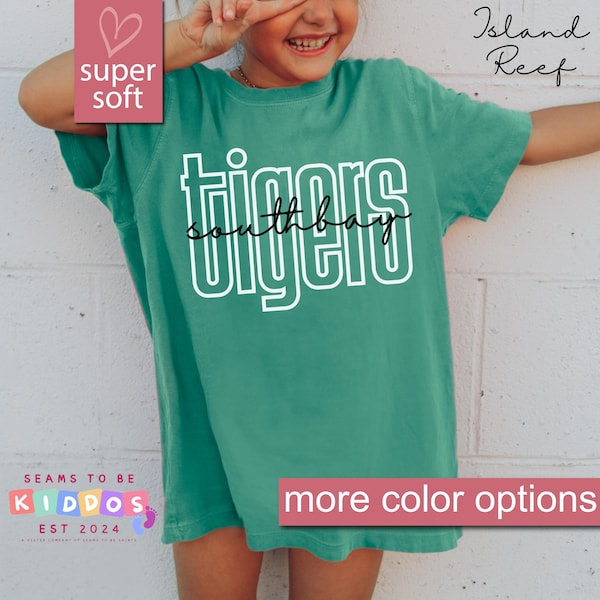 Comfort Colors® Custom School Mascot Kids Shirt, Kid School Logo Tee, Team Mascot Youth Shirt Gift, Custom Name Gifts For Back To School Tee