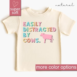 Toddlers Cow Gifts, Toddler Cow Shirt, Easily Distracted By Cows Toddler Shirt, Animal Lover Toddlers Gift, Country Kids Shirt, Cute Cow Tee