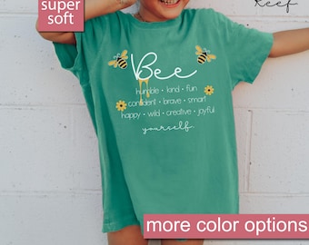 Camiseta infantil de abejorro Comfort Colors® para niñas, camiseta juvenil de gran tamaño con la frase Save The Bees, ropa infantil divertida con abejas, regalo para los amantes de las abejas