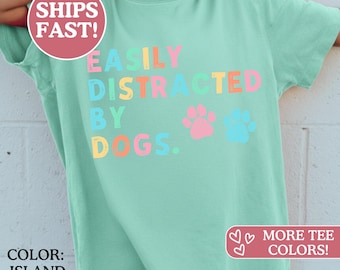 Comfort Colors® hondenshirt voor kinderen, hondencadeau voor kinderen, huisdierliefhebber jeugdt-shirt, gemakkelijk afgeleid door honden kindershirt jeugd, hondenliefhebber hondenliefhebbers cadeaus