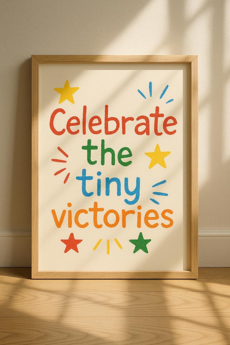 Celebrate Tiny Victories Printable • Crayon Style Motivational Wall Art ...