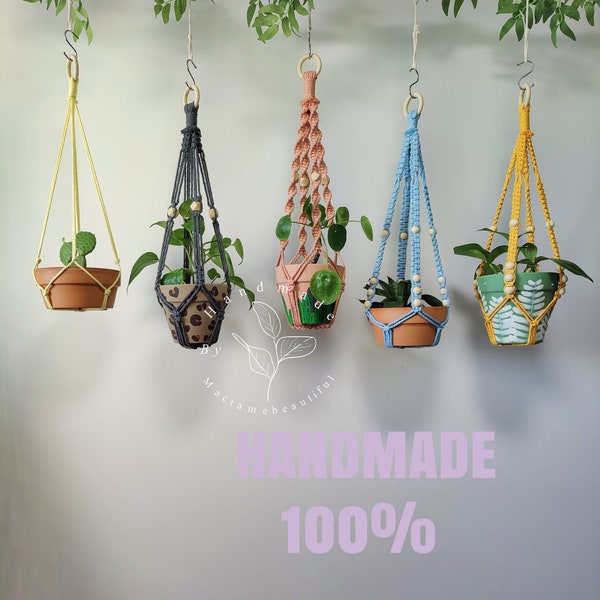 Boho Macrame plant hanger no tassel Hanging planter no tail Indoor garden decor Plant holder Short rope planter Plant lover gifts Boho decor