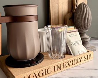 Plateau en chêne fait main pour nouvel hôtel velouté chaud et froid Chocolat, panneau de rangement personnalisé pour gobelets à dosettes, sachets cadeau de cuisine, chocolat