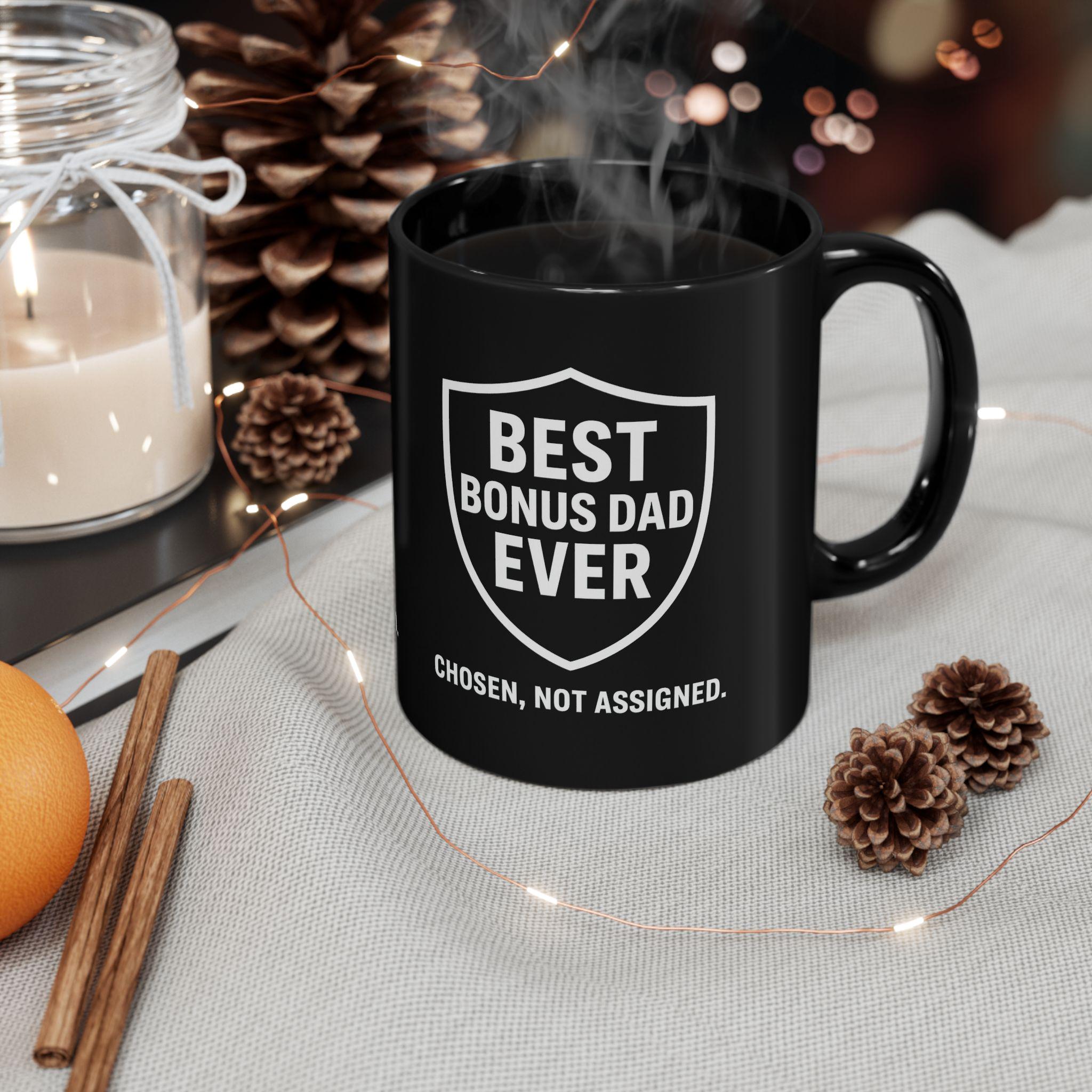 Best Bonus Dad Ever black ceramic mug