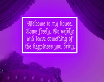 Welcome To My House Neon Sign, Gothic Home Welcome Decor, Dracula Vampire Decor, Gothic Lovers Gift, Housewarming Gift, Bram Stoker Quote