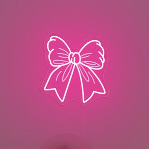 Bow Neon Sign, Girl's Room Decor,Birthday Gift For Girl,Room Wall Decor,Pink Bow Wall Decor,Beauty Room Salon Decor,Gift for her,Bow Decor