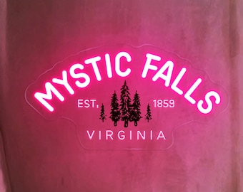 Mystic Falls Neon Sign, Mystic Fall Virginia Gift, Mystic Falls Gift, Vampire Diares Decor, Gift for her, Girl room Decor,Salvatore Brothers