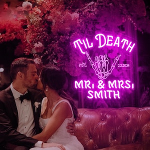 Custom Til Death Wedding Neon Sign,Til Death Married Couple Sign,Gothic Wedding Sign,Alternative Gothic Wedding Decor,Halloween Couple GIfts