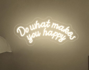 Do What Makes You Happy Neon Sign, Dorm Room Decor, Classroom Decor,Happy Inspirational Saying Wall Art, Unique Gift Ideas