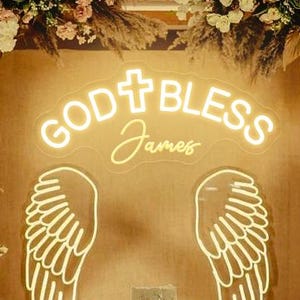 Custom God Bless Sign Neon Sign,Jesus Holy Communion sign,Custom God Bless Decor,God Bless Baptism Sign,Gift for kids,Baby christening sign