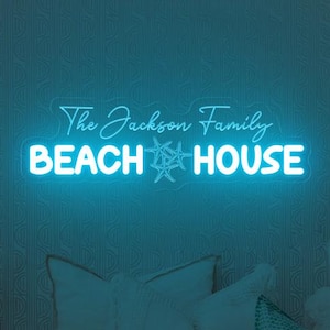 Custom Beach House Neon Sign,Beach House Sign,Beach House Wall Decor,Coastal Wall Decor,Beach House Custom Family Sign,Housewarming gift