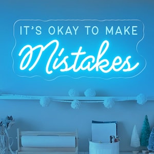 It's Okay To Make Mistakes Neon Sign, Classroom Decor, Dorm Wall Decor, Playroom Decor, Motivational gift, Kid's Room Decor, Inspiring decor