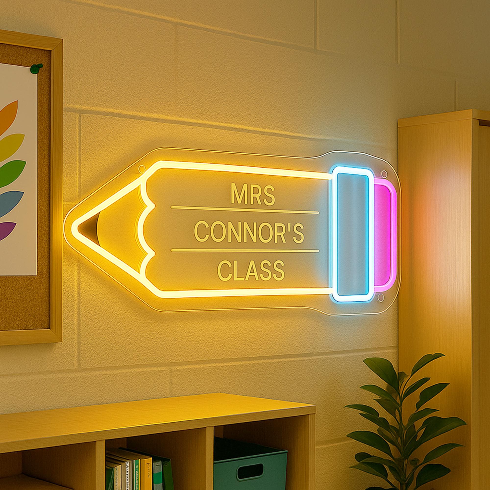 Custom Personalized Teacher Welcome Sign, Teacher Name Neon Sign, Teacher Name Sign, Classroom Decor, Teacher Welcome Sign, Door LED Hanger
