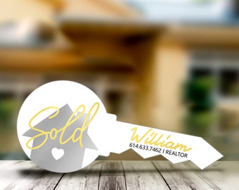 Personalized Realtor Key Sign,Realtor Sold Acrylic Sign,Closing Photo Prop,House Sold Acrylic Decor Sign, Realtor Gift Sign,Closing Realty