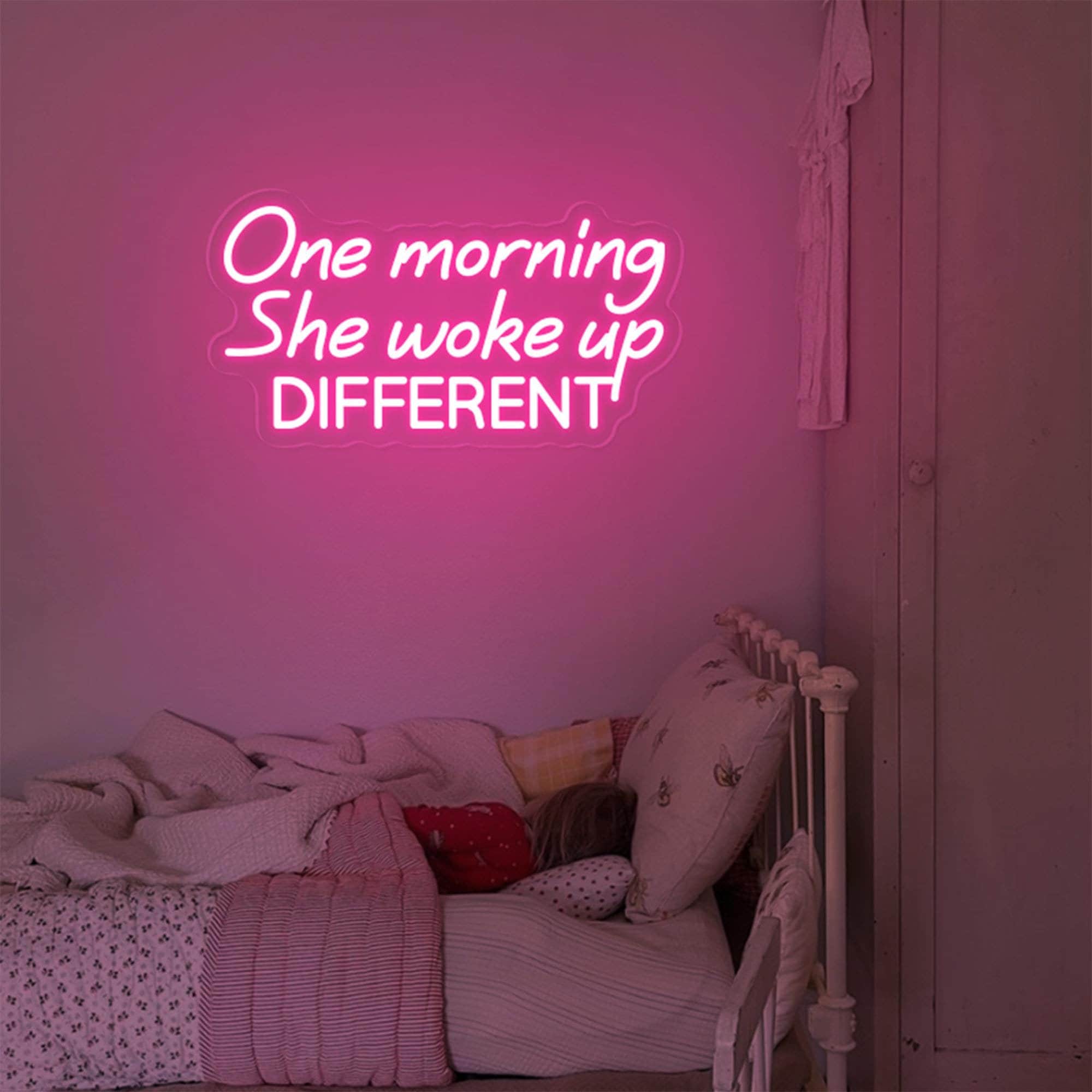 One Morning She Woke Up Different Neon Sign, Female Empowerment Decor, Feminist Wall Art, Strong Women Quote Decor, Divorce Gift