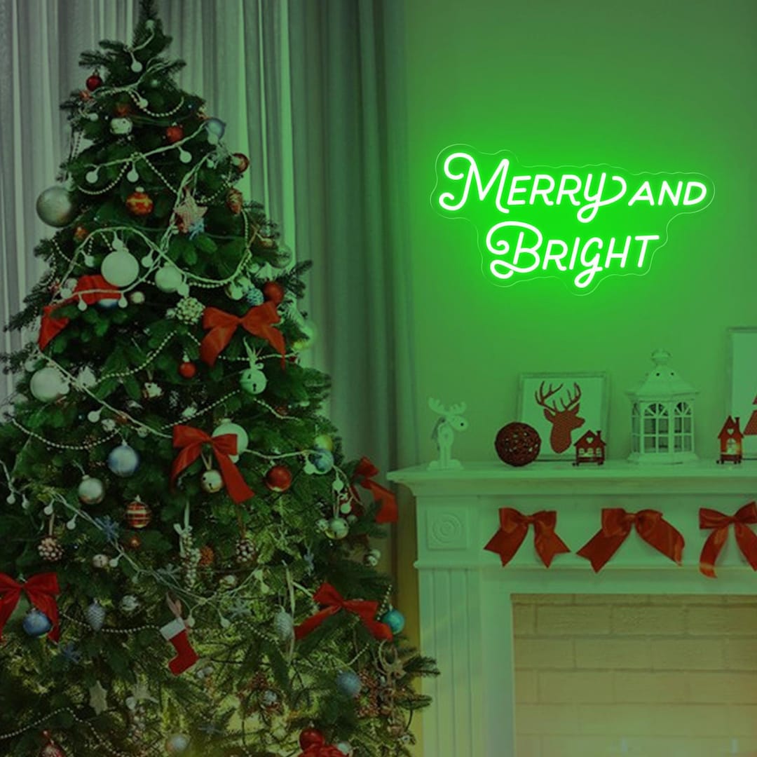 Merry and Bright Neon Sign, Merry and Bright Decor, Christmas Neon Sign ...