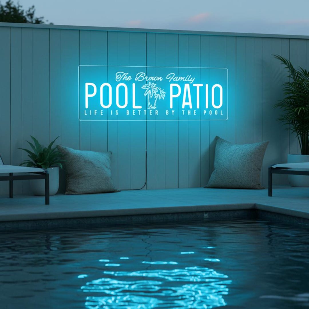 Custom Backyard Pool Patio Neon Sign: IP67 Outdoor Decor, Poolside ...