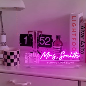 Personalized School Counselor Teacher Neon Sign,Back To School Gift,Counselor Mental Health Gift,Teacher Desk Decor,Teacher Office Sign