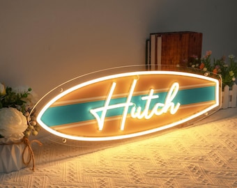 Custom Name Surfboard Neon Sign, Personalized surf sign,Surf Club Decor,Dorm Decor Sign, Surfers Gift Beach House Decor,Back to school gift