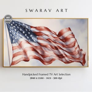 Frame TV Art, Minimalist Watercolor American Flag, 4th of July TV Art, Subtle Patriotic Wall Decor, Independence Day Art, Digital Download