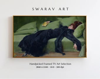 Frame TV Art, Decadent Young Woman After The Dance, Vintage Moody Muted Warm Artwork, Vintage Frame TV Art, Cottagecore, Digital Download