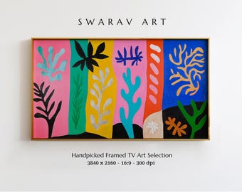 Matisse Inspired Frame TV Art, Colorful Nature Cutouts (Digital Download)