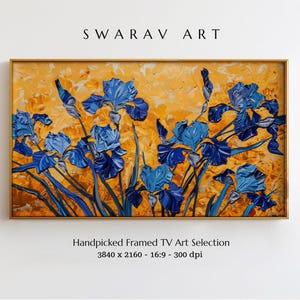 Blaue Iris Impasto Kunst: Van Gogh Stil Rahmen TV Kunst (Digitaler Download)