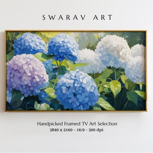 Frame TV Art, Hydrangea Garden Summer Art, Van Gogh Style Frame TV Art, Elegant Floral Digital Art, Summer Frame TV Art, Digital Download