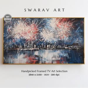 4th of July Samsung Frame TV Art, Fireworks Art, Patriotic Red, White, and Blue Art, USA Independence Day Art, American Flag Digital Print