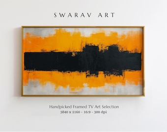 Frame TV Art, Modern Abstract Black and Orange Oil Painting, Abstract Frame TV Art, Minimalist Art, Contemporary TV Art, Digital Download