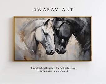 Equestrian Love Frame TV Art, Moody Horse Oil Painting (Digital Download)