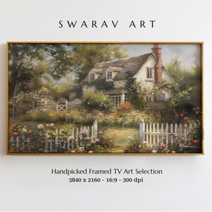 English Cottage Garden Painting: Vintage Samsung Frame TV Art (Digital Download)
