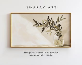 Olive Branch Frame TV Art: Rustic Farmhouse Watercolor (Digital Download)