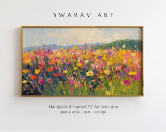 Spring Wildflower Field Frame TV Art: Abstract Landscape (Digital Download)