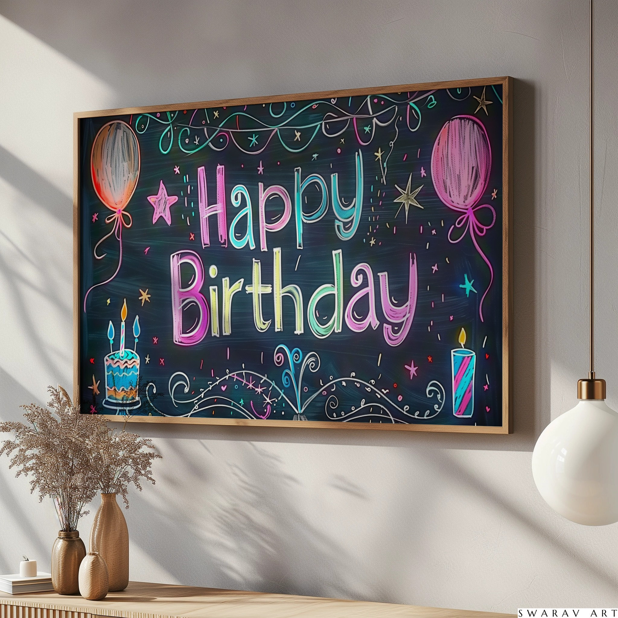 Frame TV Art for Kids, Vibrant Happy Birthday Written on School Board,  Colorful Chalk Drawing, Birthday Frame TV Art, Instant Download - Etsy, image size:2048x2048